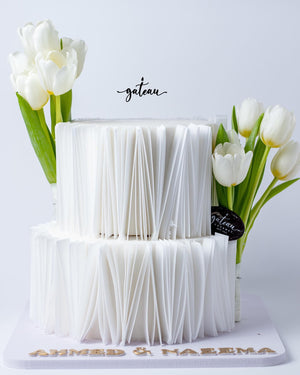 Wafer Paper Pleat Wedding Cake with Tulips