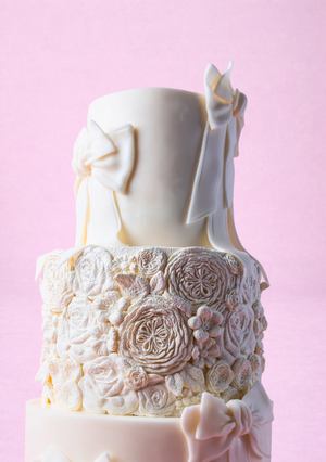 Floral Texture Ribbons Cake - Perfect for Her | Gateau Gourmet Cafe