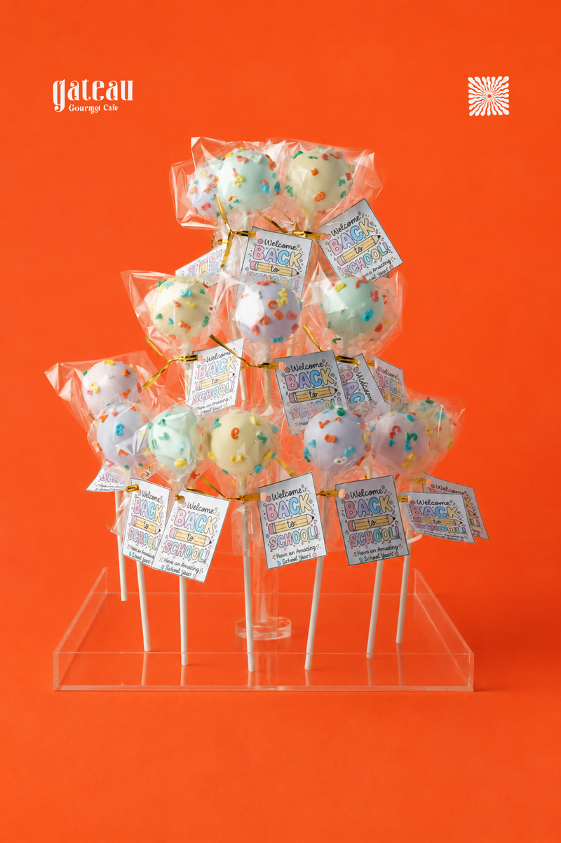 Back to School Cake Pop Tower — handcrafted by Gateau Gourmet in Abu Dhabi
