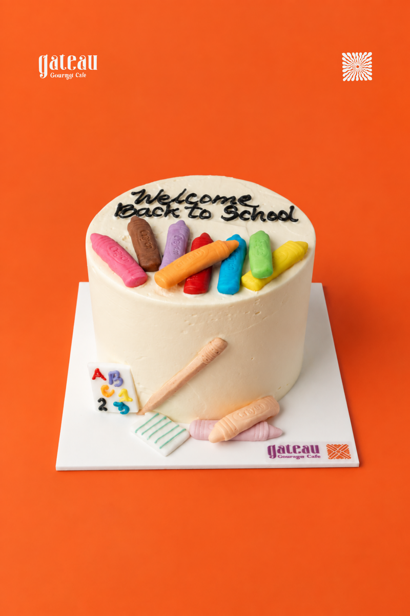 Colorful Crayons School Cake — handcrafted by Gateau Gourmet in Abu Dhabi