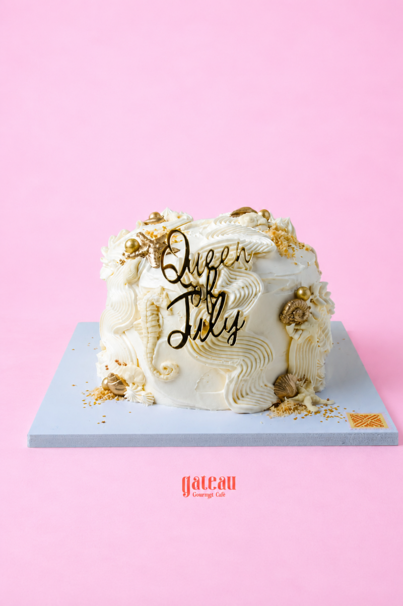 Queen of Summer Sea Shells Cake — handcrafted by Gateau Gourmet in Abu Dhabi