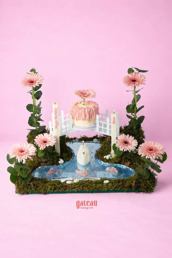 Minimalist Lily Pad Garden Cake