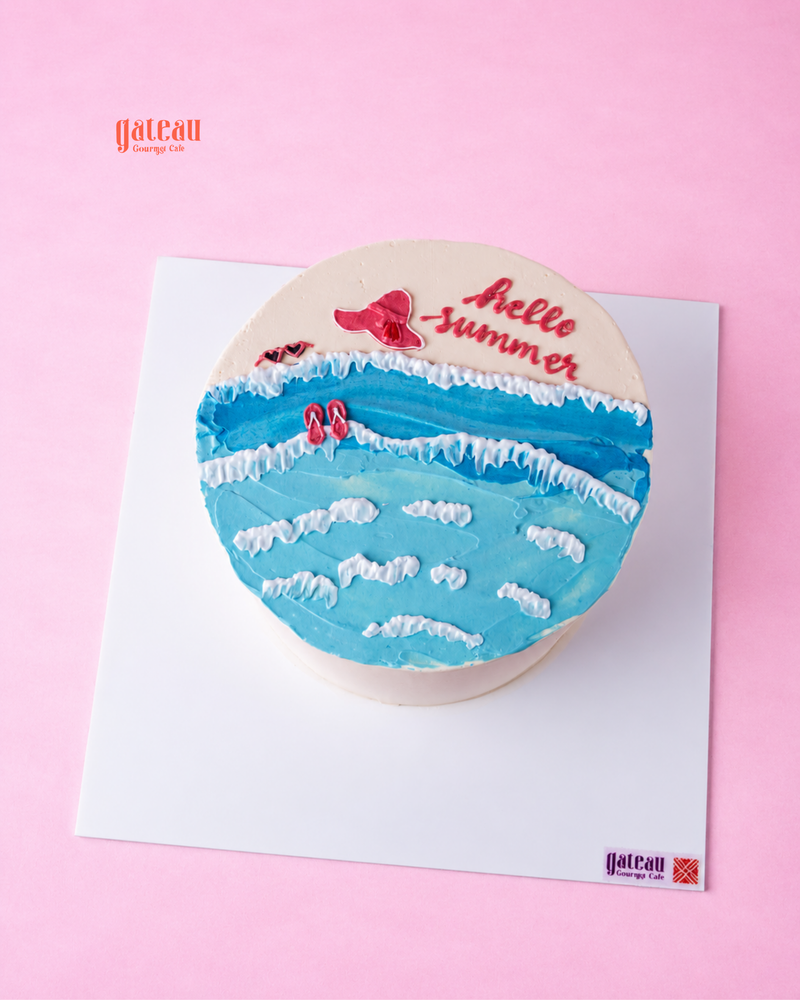Hello Summer Beach Wave Cake — handcrafted by Gateau Gourmet in Abu Dhabi