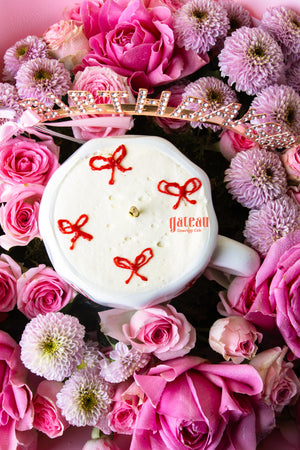 Teacup Cake in Pink Flower Bouquet Arrangement
