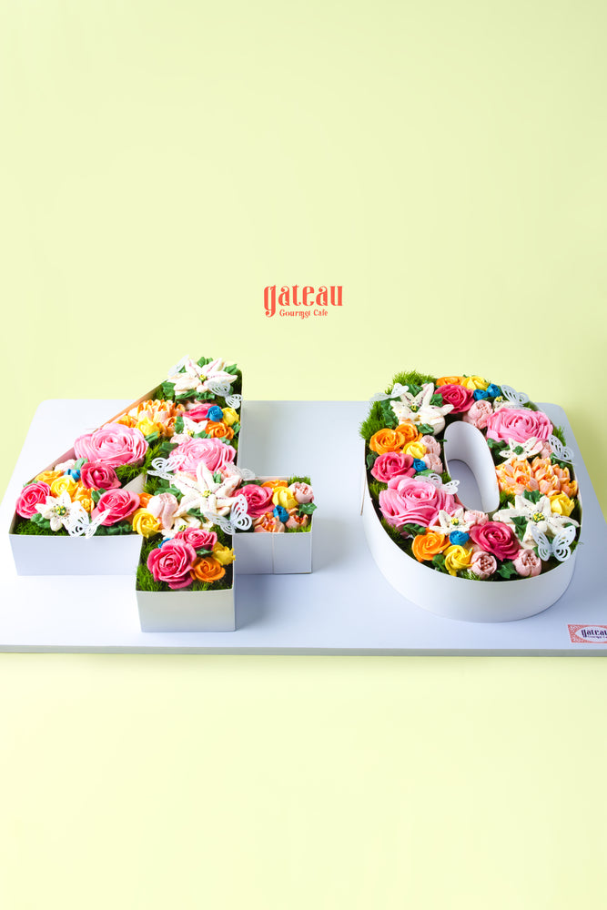 Vivid Flowers Cupcakes in Number Shape