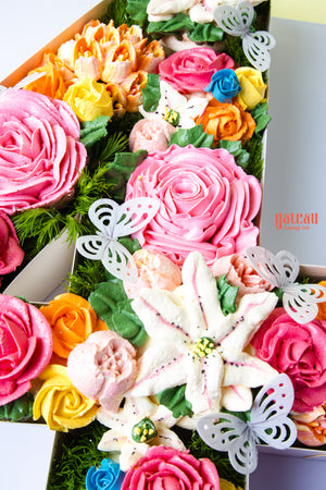 Vivid Flowers Cupcakes in Number Shape