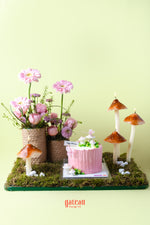 Pink-ish Hearty Mushroom Cake with Arrangement