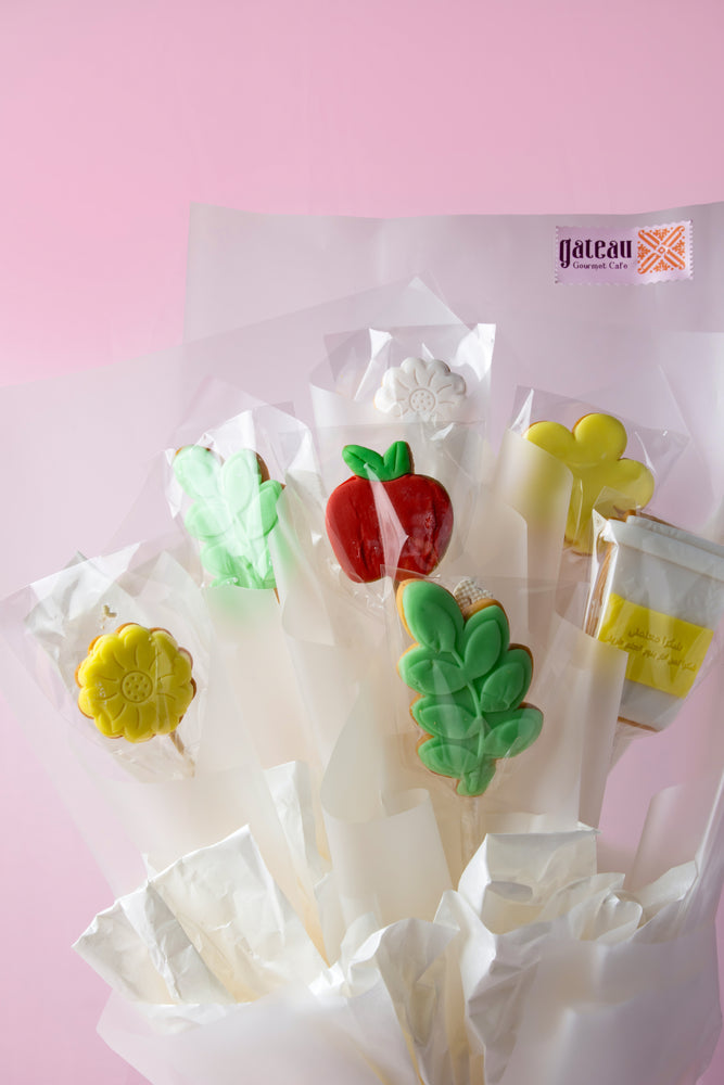 Teacher' Day White  Cookies Bouquet