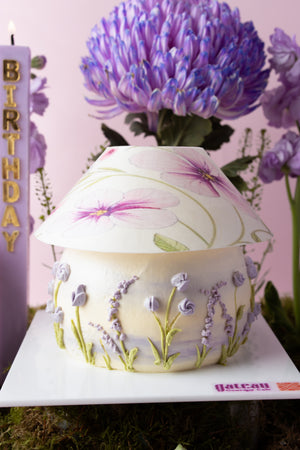 Purple Arrangement W/ Lamp Cake