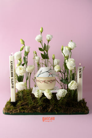 White Arrangement W/ Lamp Cake