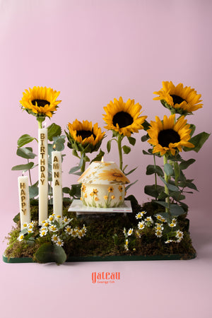 Sunflowers Arrangement W/ Lamp Cake