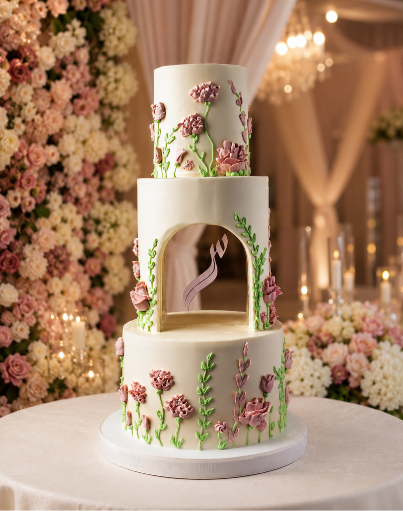 Buttercream Flower Art Wedding Cake — handcrafted by Gateau Gourmet, Abu Dhabi