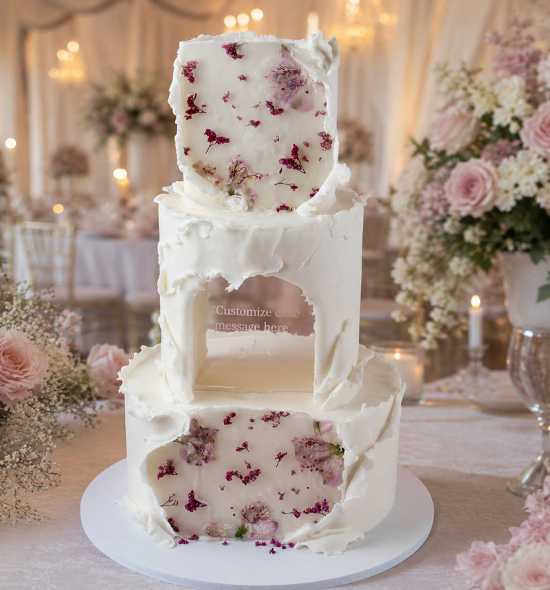 Flower Sugar Casting Arch Wedding Cake — handcrafted by Gateau Gourmet, Abu Dhabi