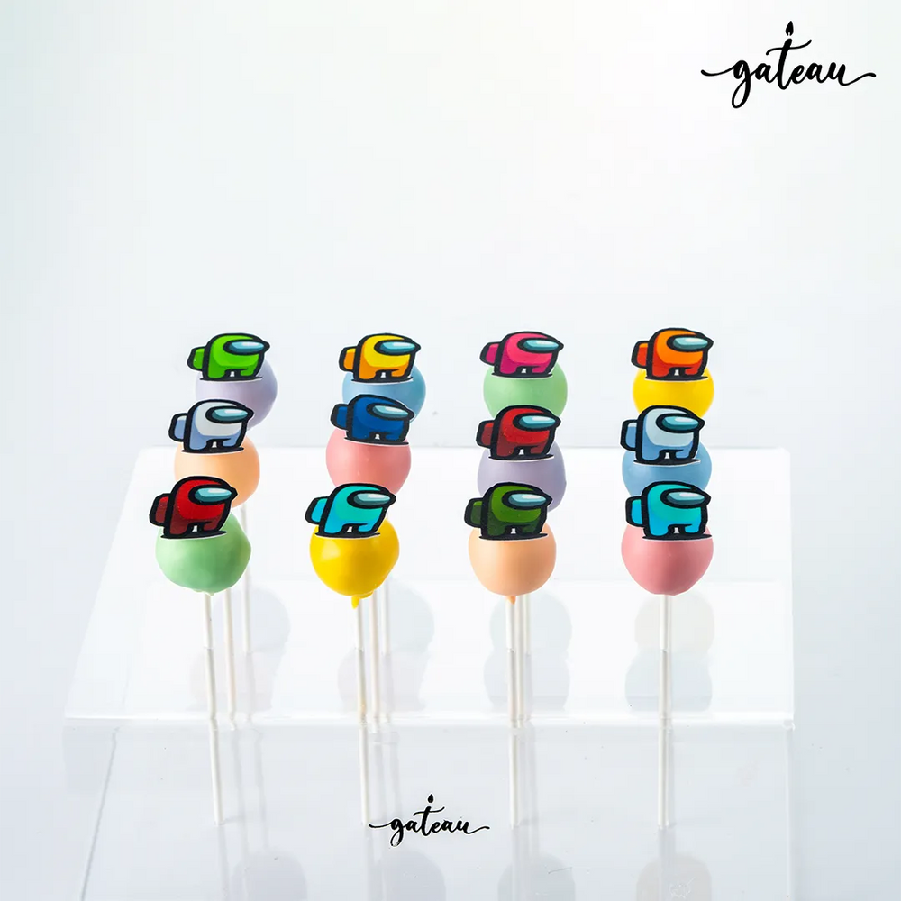 cake pops set in acrylic