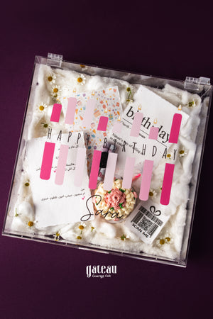 Gateau Gourmet Cafe birthday gift box online with decorative elements and festive messages