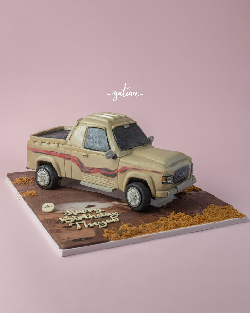 Detailed 3D Car Shape Cake designed like a pickup truck, perfect for celebrations or car enthusiasts
