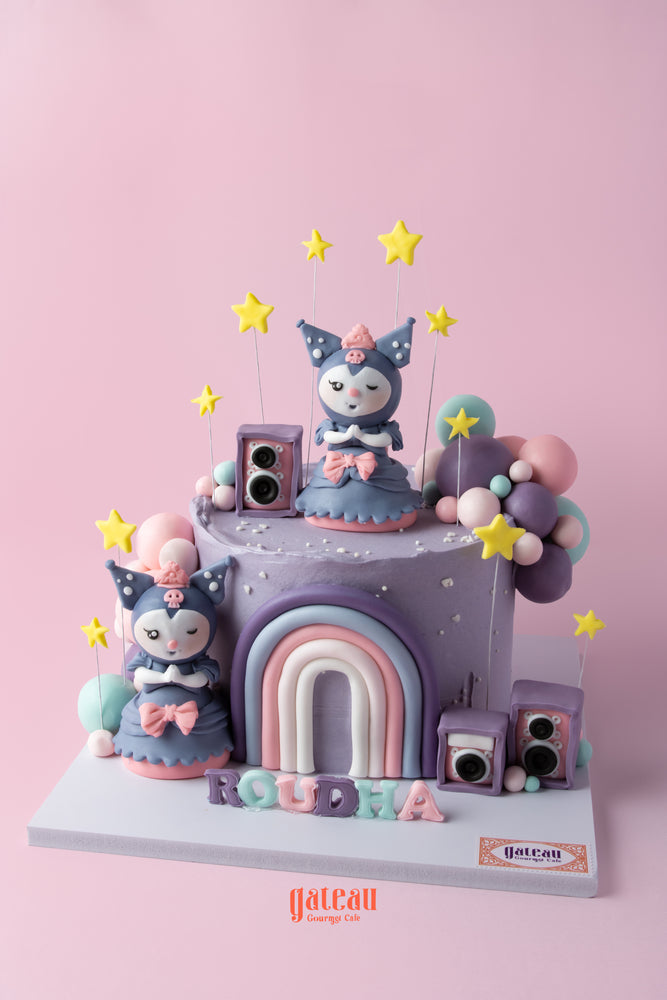 Custom Kuromi theme cake from Gateau Gourmet Cafe with playful decorations and colorful accents