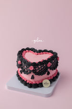 Barbie theme birthday cake by Gateau Gourmet Cafe with pink frosting and black lace design
