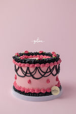 Barbie theme cake for birthdays with pink and black frosting by Gateau Gourmet Cafe