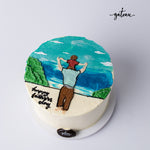 Best Father's Day cake from Gateau Gourmet Cafe featuring a father holding child by the ocean design