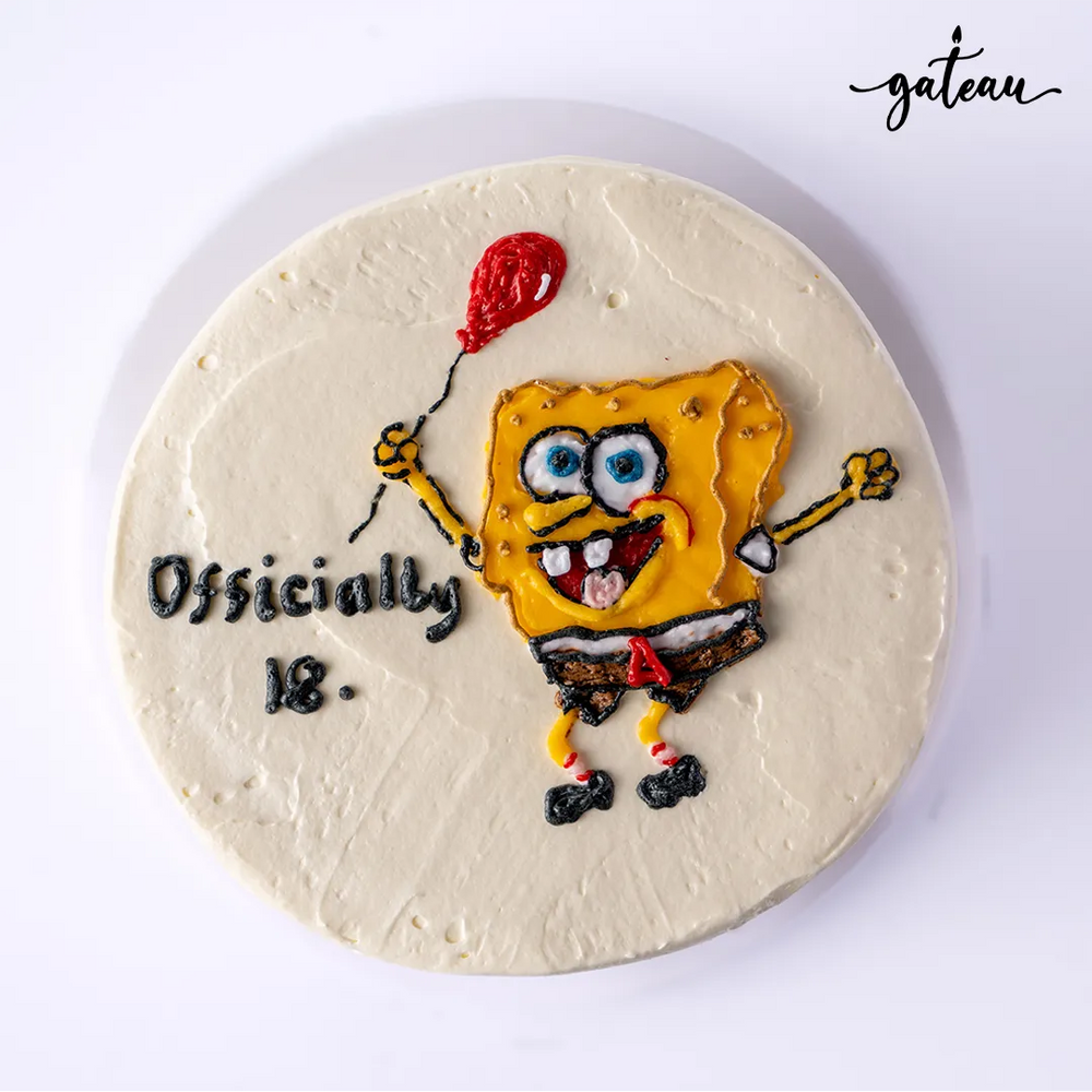 Custom SpongeBob cake with cheerful design and birthday message for celebrations