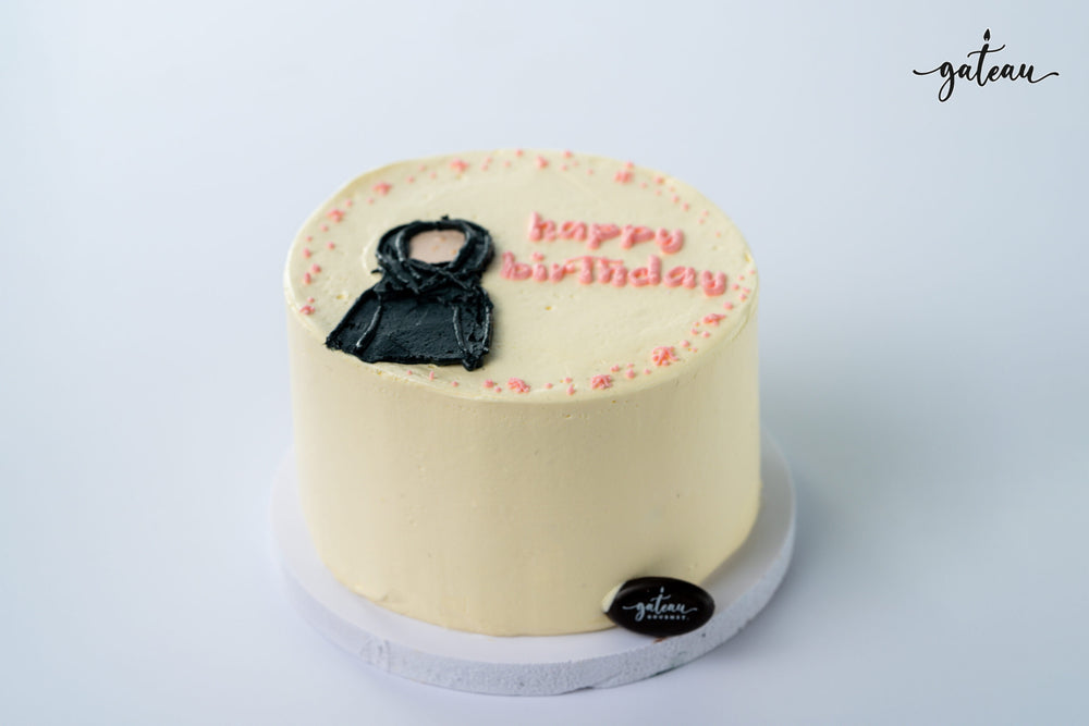 Gateau Gourmet Cafe birthday cake with Emirati woman design cakes featuring black abaya decoration