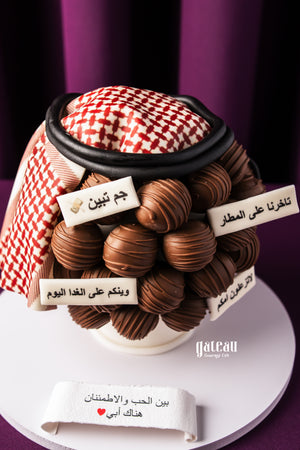 Gateau Gourmet Cafe Father's Day chocolate truffles arranged in a creative festive display with decorative notes