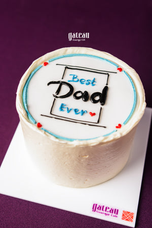 Gateau Gourmet Cafe Father's Day mini cake with Best Dad Ever icing decoration in white and blue
