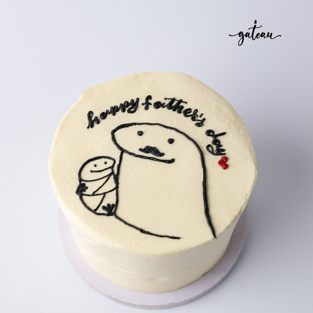 Gateau Gourmet Cafe Flork Father's Day Cake with cute frosting drawing and happy fathers day message