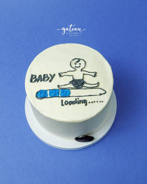 Baby on the way cake from Gateau Gourmet Cafe with cute baby design and loading graphic