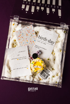 Gateau Gourmet Cafe gourmet birthday gifts with decorative cake and birthday cards in clear box