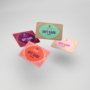 Gateau Gourmet gift card collection featuring colorful designs and various values for sweet treats