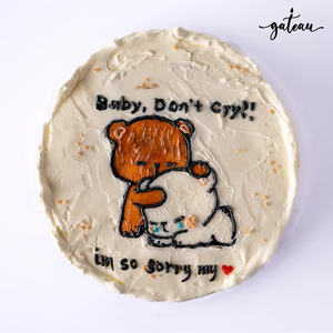 I love you cake from Gateau Gourmet Cafe with cute bear design and heartfelt message on white frosting