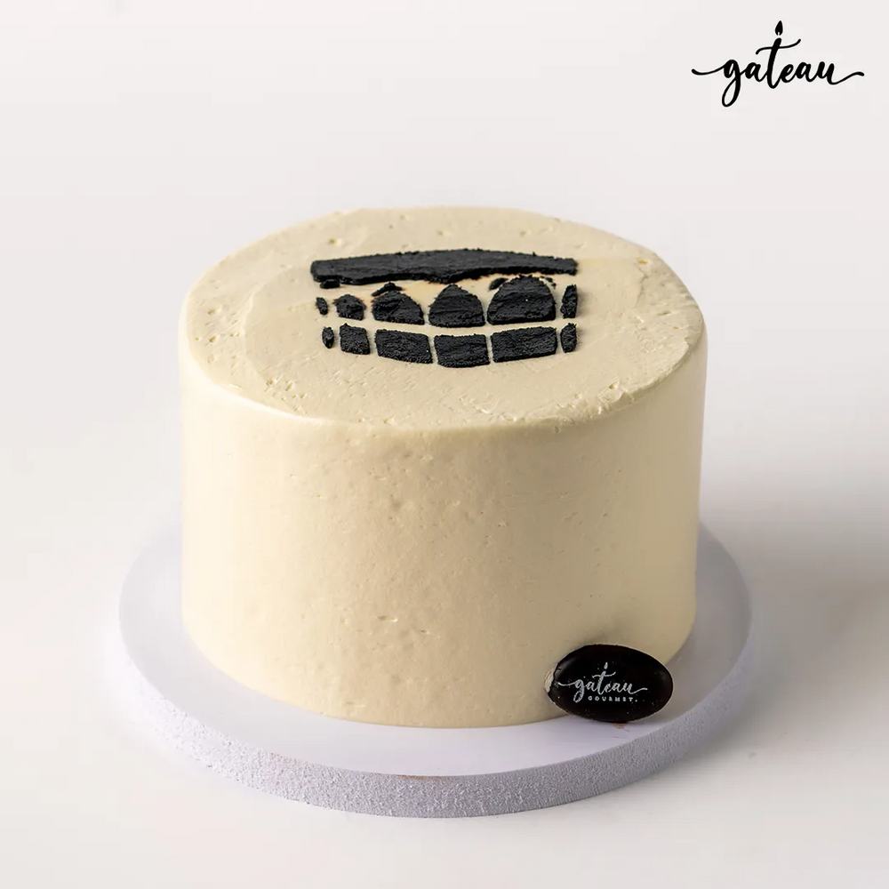 Gateau Gourmet Cafe Kaaba cake with simple black and white design for Kaaba cake online order