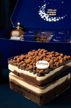 Delicious Krunchoco 4Treats dessert with layers of chocolate, cream, and crunchy toppings from Gateau Gourmet Cafe