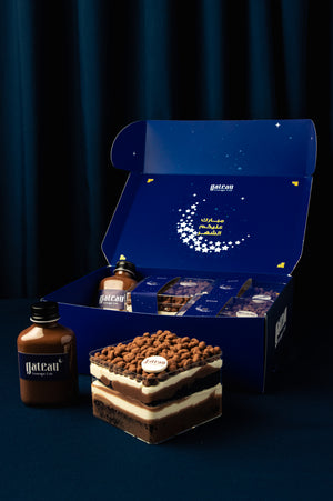 Krunchoco 4Treats box from Gateau Gourmet Cafe featuring chocolate desserts and sauce