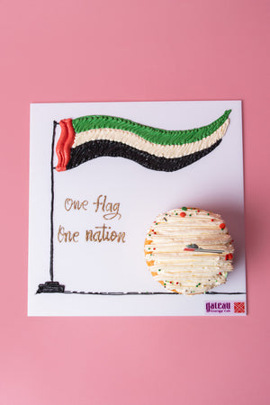 Mini national day cake UAE with flag design and festive decorations for celebration