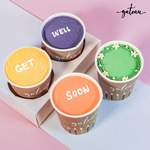 Colorful personalized cupcake cups with cheerful messages for celebrations and special occasions