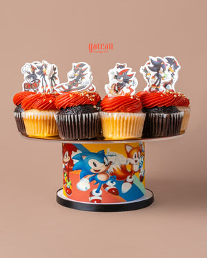 Gateau Gourmet Cafe cupcakes with personalized fondant cake designs featuring Sonic the Hedgehog characters