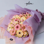 Pink & White Flowers in Bloom Cake Bouquet beautifully arranged with detailed frosting petals