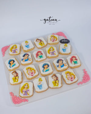 Gateau Gourmet Cafe princess theme cookies featuring detailed edible portraits of popular princess characters