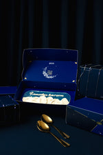 Ramadan Kareem loaf cake from Gateau Gourmet Cafe in elegant blue box with golden spoons