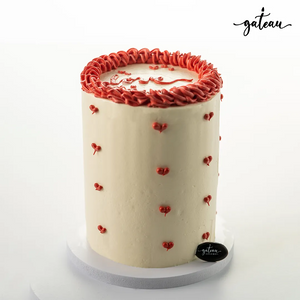 Romantic I Love You cake with cream frosting and red heart decorations for special occasions