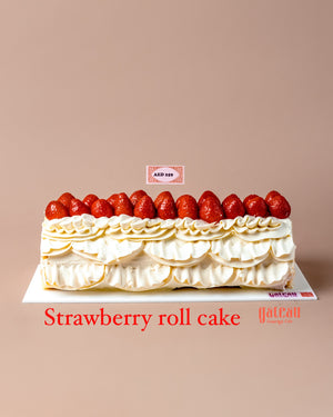 Strawberry swiss roll cake with fresh strawberries and cream from Gateau Gourmet Cafe