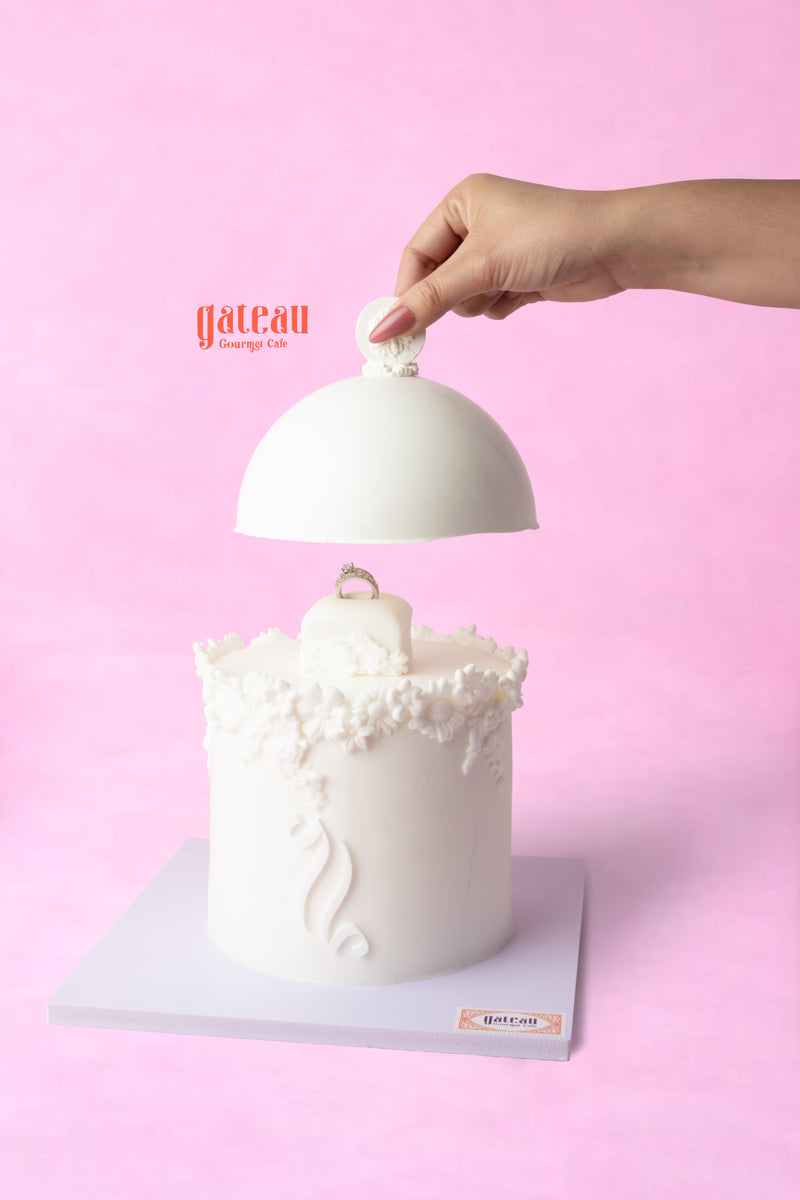 Engagement Ring Box Cake — handcrafted by Gateau Gourmet in Abu Dhabi