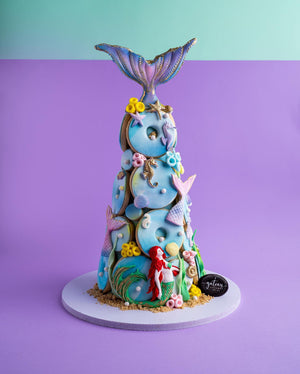 Gateau Gourmet Cafe mermaid themed gourmet cookies delivery tower with colorful sea decorations