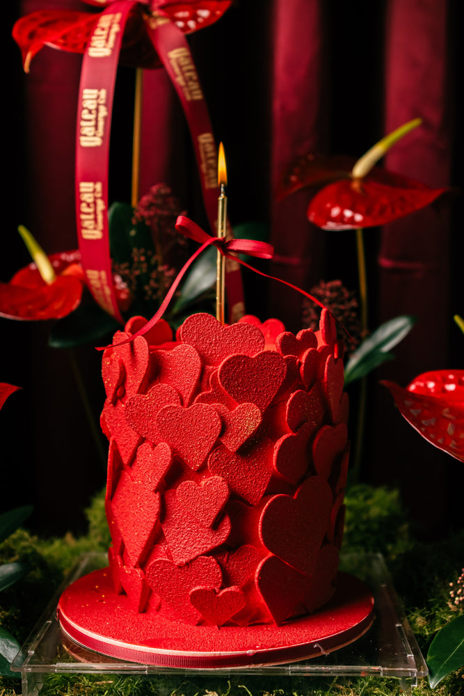 Heart Bundle Cake With Arrangement adorned with heart-shaped decorations, perfect for celebrations and special occasions