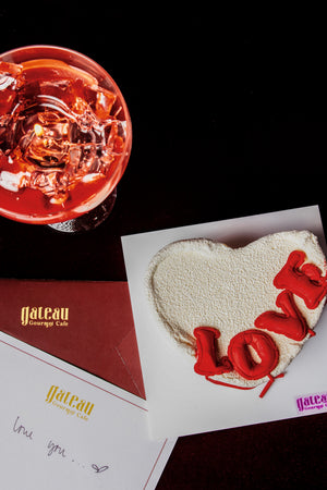 Heart Love Mini Cake With Candle decorated for romantic celebrations at Gateau Gourmet Cafe