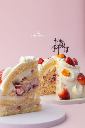 Ice Mountain Strawberry Cake with layers of fresh strawberries and cream for birthday celebrations