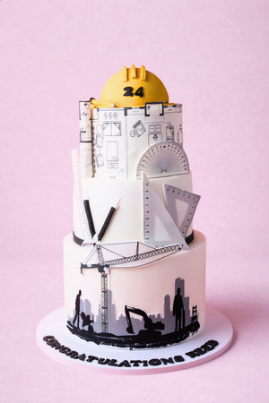 3Tier Architect Theme Fondant Cake for Him | Gateau Gourmet Cafe